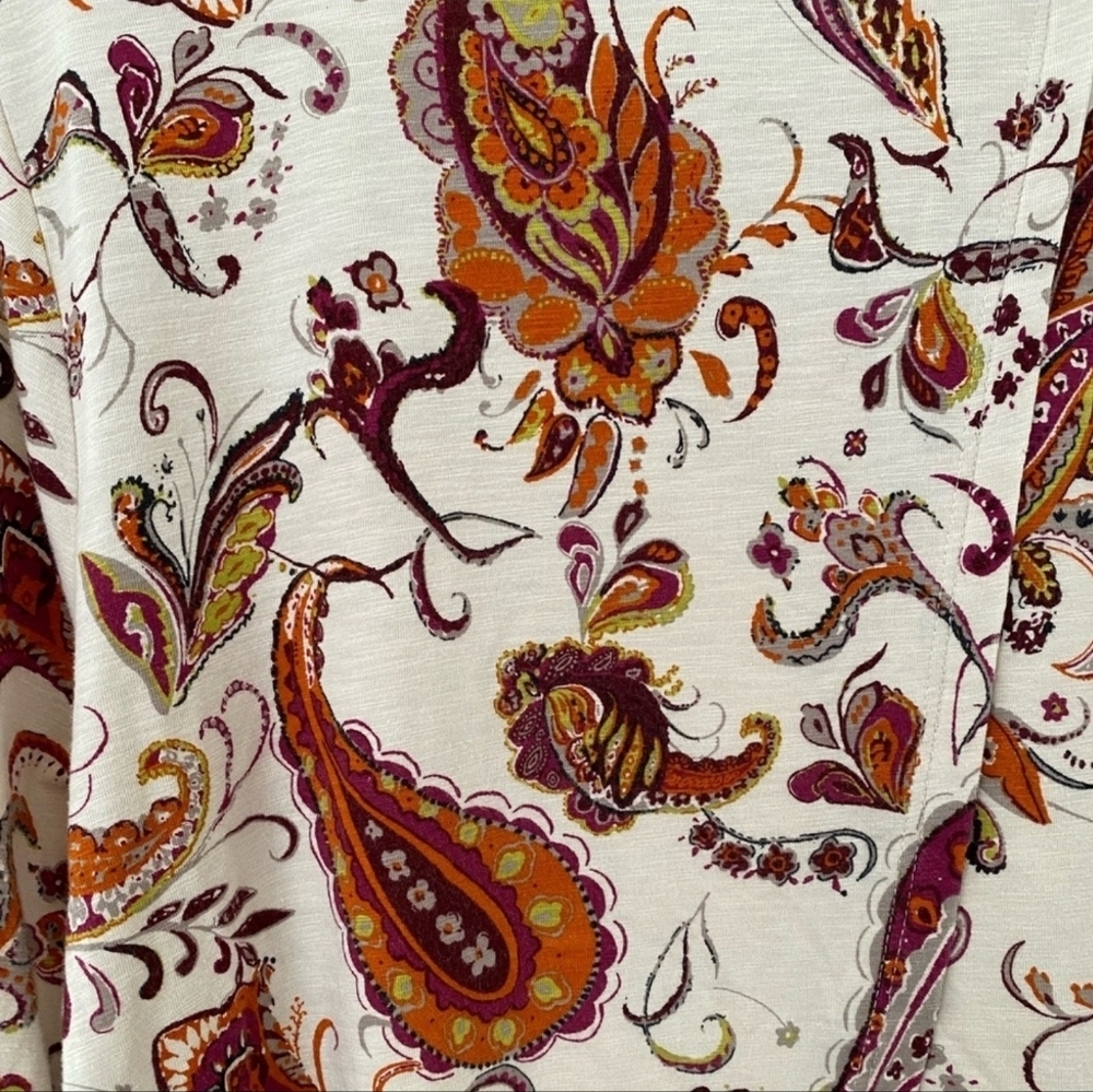 J. Jill Brown Paisley Long-Sleeved Top Sz LP Falls Colors soft comfy - Picture 4 of 8